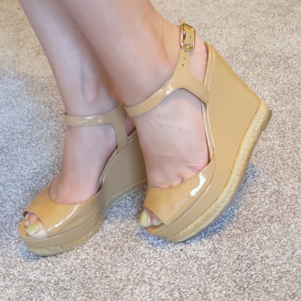 Via Spiga Melia Patent Leather Wedge Sandal